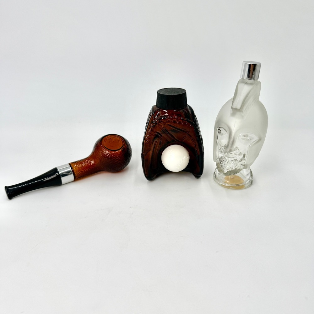 Vintage Avon After Shave Cologne Bottle Lot Pipe Baseball Glove Spartan Warrior